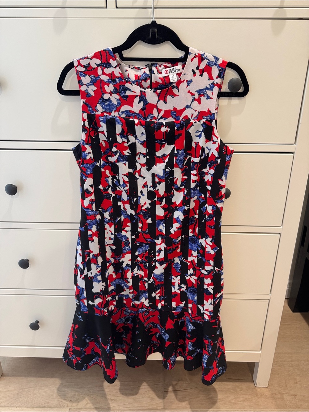 Peter Pilottto for Target White & Blue Floral Stripe Sleeveless Dress Small S